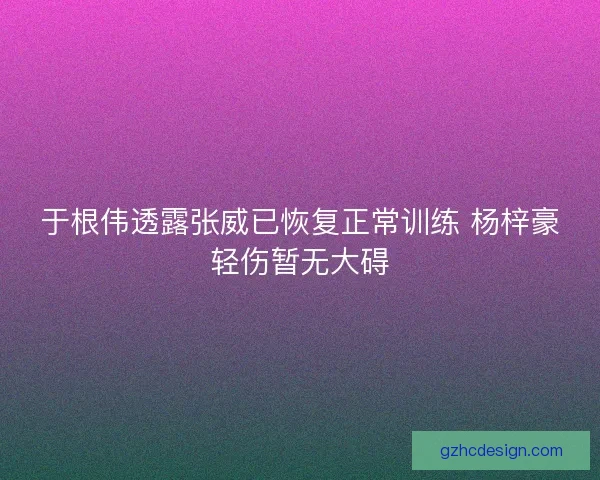 于根伟透露张威已恢复正常训练 杨梓豪轻伤暂无大碍